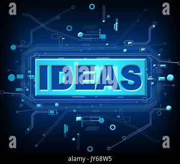3D-Darstellung, die Abstrakte blaue Platine Komponenten mit einem Ideen-Konzept. Stockfoto