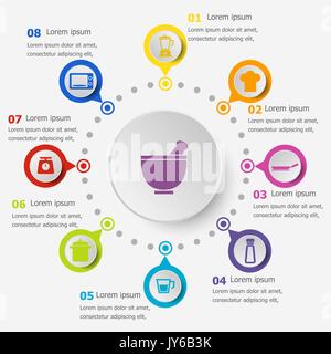 Infografik Vorlage mit Küche Symbole, Vektor Stock Vektor