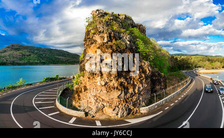 Beeindruckende Felsen in Mauritius, Panoramaaussicht. Stockfoto