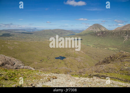 Die Ansicht beim Wandern bis Sgurr nan Gillean in die cullin Ridge in der Nähe von Sligachan auf die Isle of Skye Stockfoto