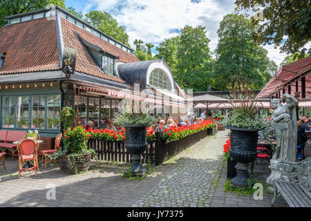 Historisches Restaurant Ulla Winbladh auf Djurgarden. Djurgården ist ein Erholungsgebiet in Stockholm, Schweden. Stockfoto