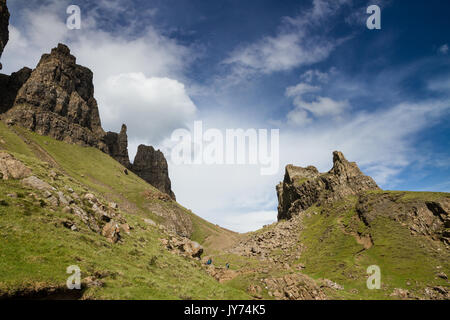 Die quiraing auf die Isle of Skye auf den Hebriden an der Westküste von Schottland Stockfoto