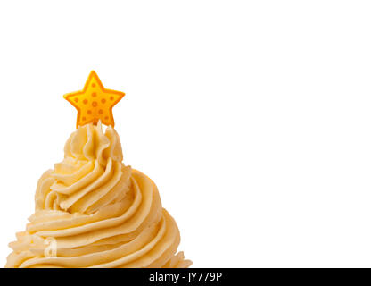 Vanille Butter Creme mit einem Stern oben auf weißem Hintergrund Stockfoto