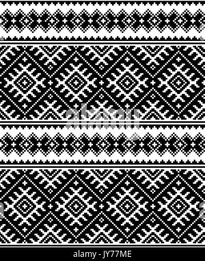 Volkskunst schwarz nahtlose Muster aus der Ukraine und Weißrussland geometrische Ukrainische oder Weißrussische traditionelle Muster - Monochrom vektor design Stock Vektor