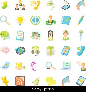 Sprechen Sie uns Symbole, Cartoon Stil Stock Vektor