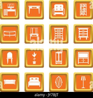 Möbel Icons Set orange Stock Vektor