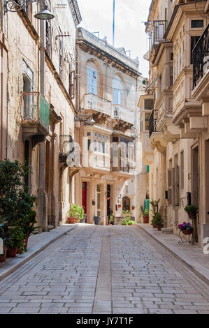 Ruhigen Seitenstraße im Il-Birgu, Valletta, Malta Stockfoto