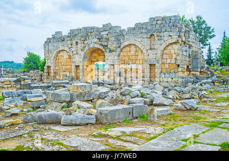 Perge ist der große archäologische Stätte mit gut erhaltenen Ruinen der alten Hauptstadt von pamphylien Secunda, Antalya, Türkei. Stockfoto