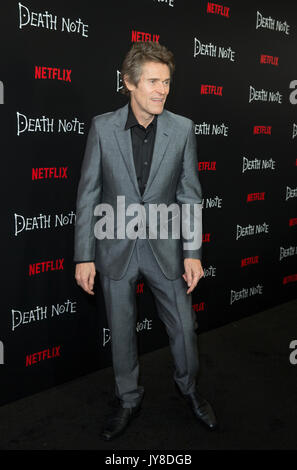 New York, Vereinigte Staaten. 17 Aug, 2017. Willem Dafoe besucht Netflix premiere Death Note bei AMC Loews Lincoln Square Credit: Lev Radin/Pacific Press/Alamy leben Nachrichten Stockfoto