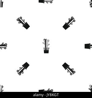 Blühende Kakteen Muster nahtlose Schwarz Stock Vektor