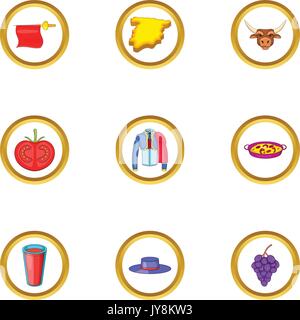 Madrid Symbole, Cartoon Stil Stock Vektor