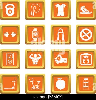 Fitness Icons Set orange Stock Vektor