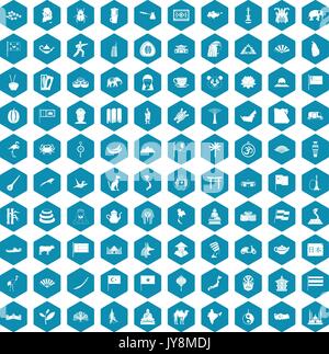 100 Asien Symbole sapphirine Violett Stock Vektor