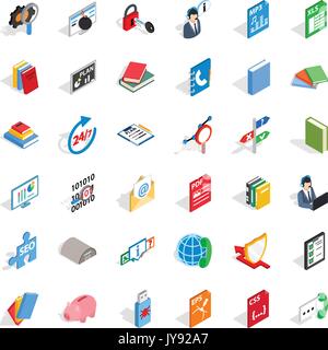 Computer lernen Symbole gesetzt, isometrische Stil Stock Vektor