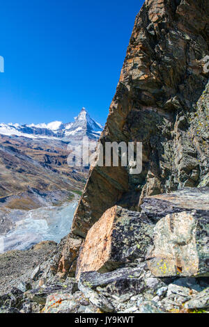 Ein Blick auf das Matterhorn. Zermatt im Kanton Wallis Walliser Alpen Schweiz Europa Stockfoto