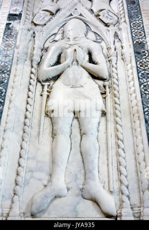 Marmorrelief Grab in Il Duomo, Kathedrale St. Maria in Florenz, Italien, 2017. Stockfoto