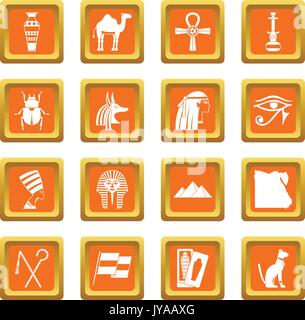 Ägypten reisen Reihen Icons Set orange Stock Vektor