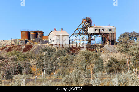 Erbe Abbaustätten im Outback australische Stadt Broken Hill in New South Wales, Australien Stockfoto