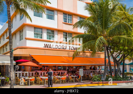 Art déco-Ocean Drive in Miami Beach, Florida Stockfoto