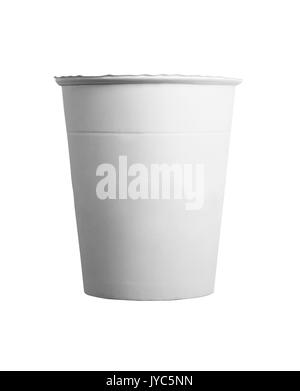 Verpackung weiße Tasse Design auf weißem Hintergrund Stockfoto