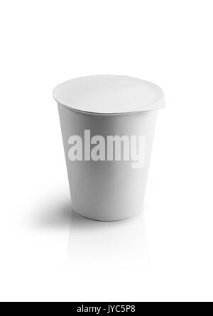 Verpackung weiße Tasse Design auf weißem Hintergrund Stockfoto