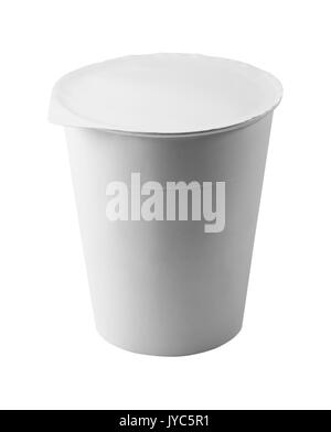 Verpackung weiße Tasse Design auf weißem Hintergrund Stockfoto