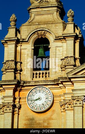 St. Paul's Cathedral ist eine römisch-katholische Kathedrale in der Stadt Mdina, in Malta. Es ist an der Stelle gebaut, wo Statthalter Publius meldeten Stockfoto