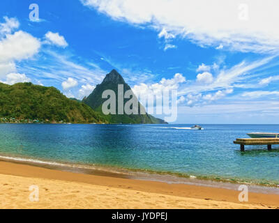 Schönen weißen Strand in St. Lucia, Karibik Inseln Stockfoto