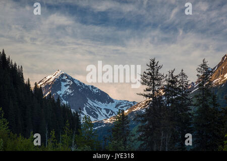 Sonnenaufgang an der Ausfahrt Galcier Road, Exit Glacier, Kenai Fjords Nationalpark, Kenai Halbinsel, Seward, Alaska, USA Stockfoto