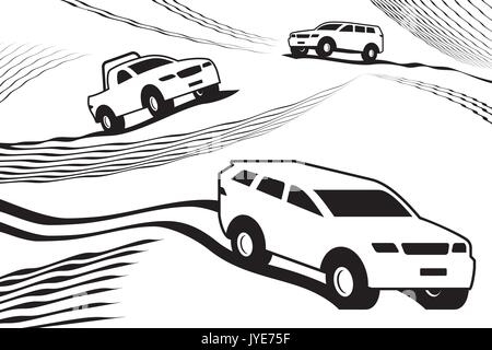 Off Road Safari in der Wüste - Vector Illustration Stock Vektor