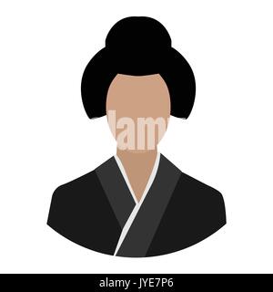 Vector Illustration asiatischen Mädchen in Tracht. Ethnische Chinesen Kleidung. Asiatische Frau avatar Symbol Stock Vektor