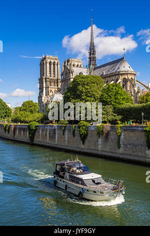Notre Dame de Paris Kathedrale und der Seine im Sommer. Paris, Frankreich Stockfoto