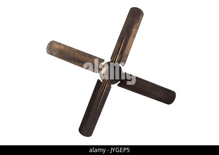 Vintage Deckenventilator isoliert auf weißem Stockfoto