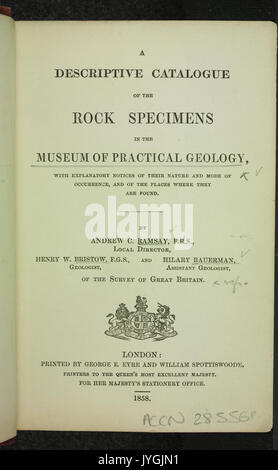 Ein beschreibender Katalog der rock Exemplare im Museum für Praktische Geologie BHL 34344845 Stockfoto