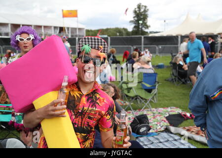 Henley-on-Thames, Oxfordshire, UK. 19 August, 2017. Tausende von Jecken genießen Sie sich eifrig die live Musik der 80er Jahre warten in diesem Jahr auf der Rücklauf Festival South 2017 an seinem ersten Tag Quelle: Uwe Deffner/Alamy leben Nachrichten Stockfoto