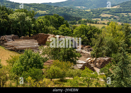 Sägewerk in das Tal der Loire, Haute Loire, Auvergne, Frankreich Stockfoto
