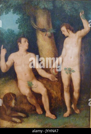 219 Cornelis Cornelisz van Haarlem Adam et Eve Au Paradis Terrestre Stockfoto