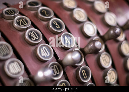 Alte Kasse closeup - vintage registrieren Stockfoto