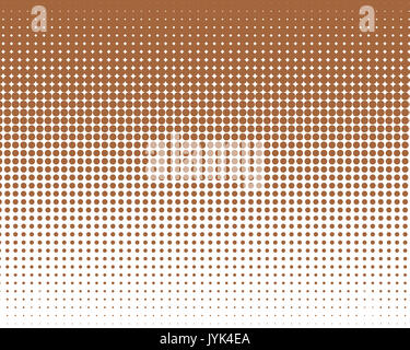 Vertikaler Verlauf braun Rasterpunkte Hintergrund. Pop Art Vorlage, Textur Abbildung Stockfoto