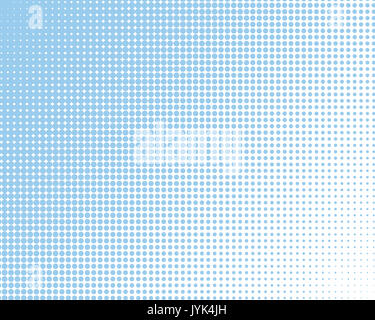 Vertical Gradient blue Rasterpunkte Hintergrund. Pop Art Vorlage, Textur Abbildung Stockfoto