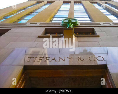 New York, USA - 13. Februar 2013: Tiffany und Co. Gebäude an der Wall Street im Financial District in NEW YORK. Stockfoto