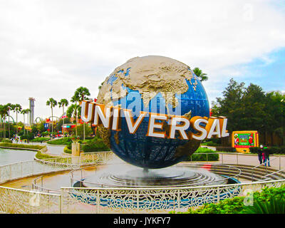 Orlando, USA - Januar 04, 2014: Der berühmte Universal Kugel in den Universal Studios Florida Themenpark Stockfoto