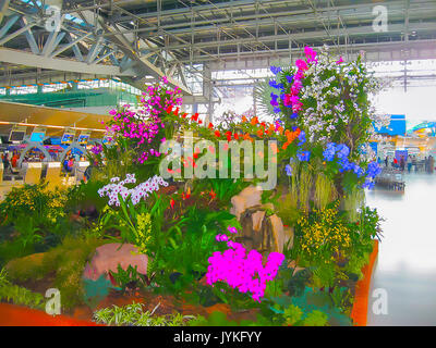 Die verschwommenes Bild von Suvarnabhumi Airport in Bangkok, Thailand. Stockfoto