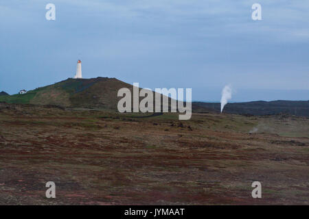 Sonnenaufgang in geothermischen Website Gunnuhver, Island Stockfoto