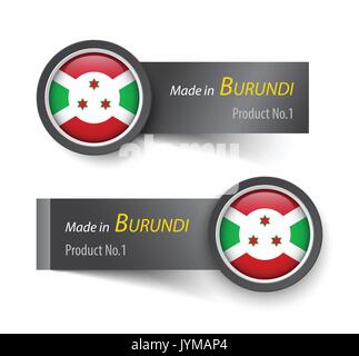 Fahnensymbol und Etikett mit Text in Burundi. Stock Vektor