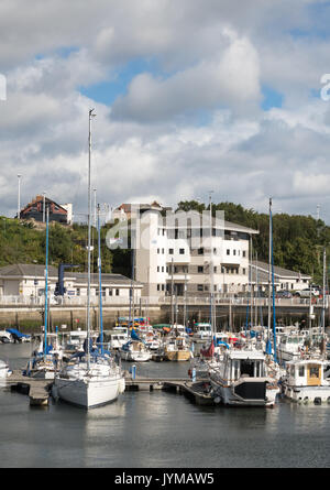 Yachten vor Anker innerhalb von Roker Marina und die Marine Activities Centre, Sunderland, North East England, Großbritannien Stockfoto