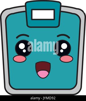 Gewicht der Waage messen kawaii Charakter Vector Illustration Design Stock Vektor