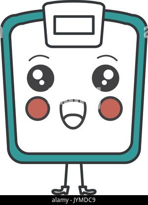 Gewicht der Waage messen kawaii Charakter Vector Illustration Design Stock Vektor