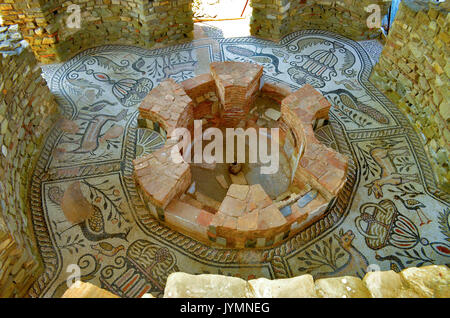 Mazedonien - Stobi archäologische Stätte - Mosaik - baptisterium Stockfoto