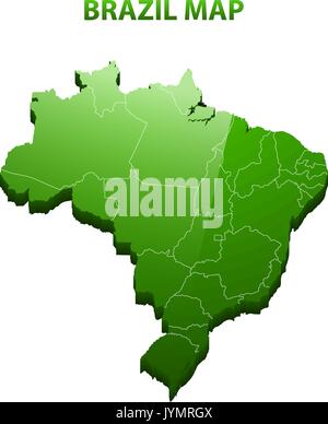 Sehr detaillierte dreidimensionale Karte von Brasilien mit Regionen Grenze Stock Vektor